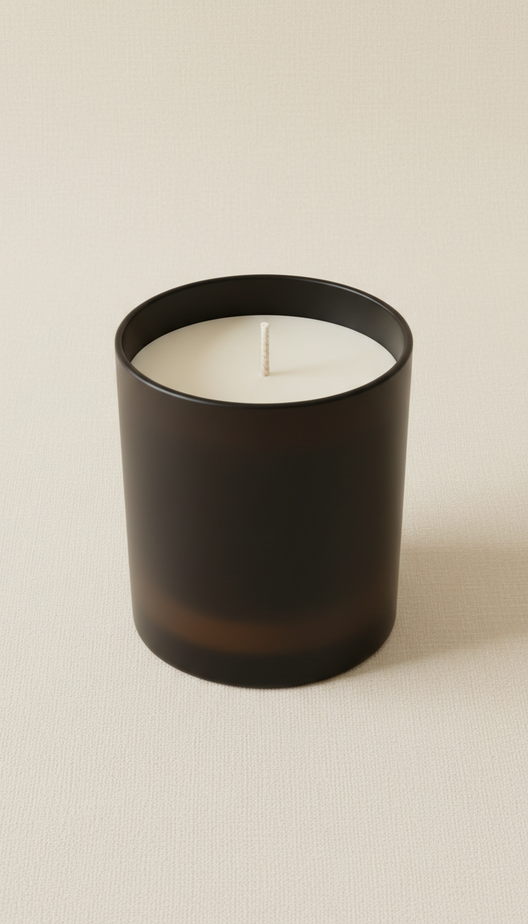 Golden Wheat Morning Candle in Matte Black Glass